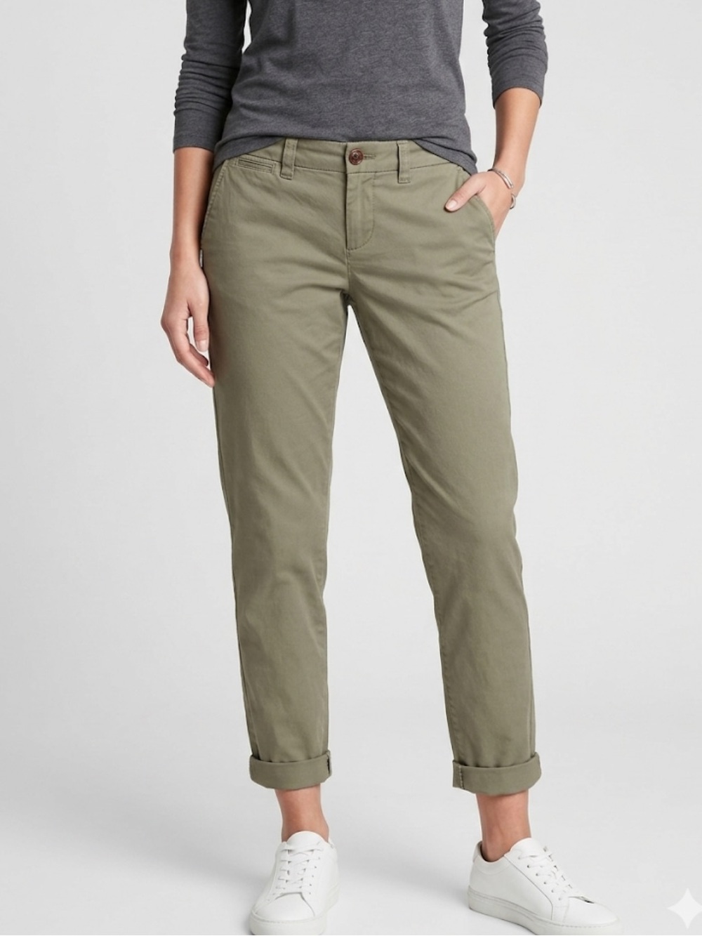 GAP Olive Green Cropped Chino Pants